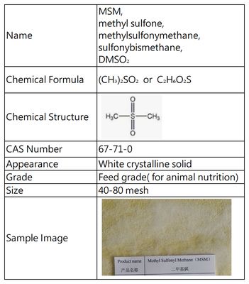 Animal food supplement MSM 40-80 mesh feed grade